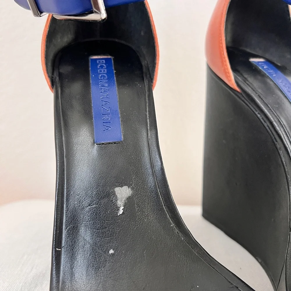BCBGMaxazria Colorblock Wedge Platform‎ Sandals Open Toe Women’s Size 8M